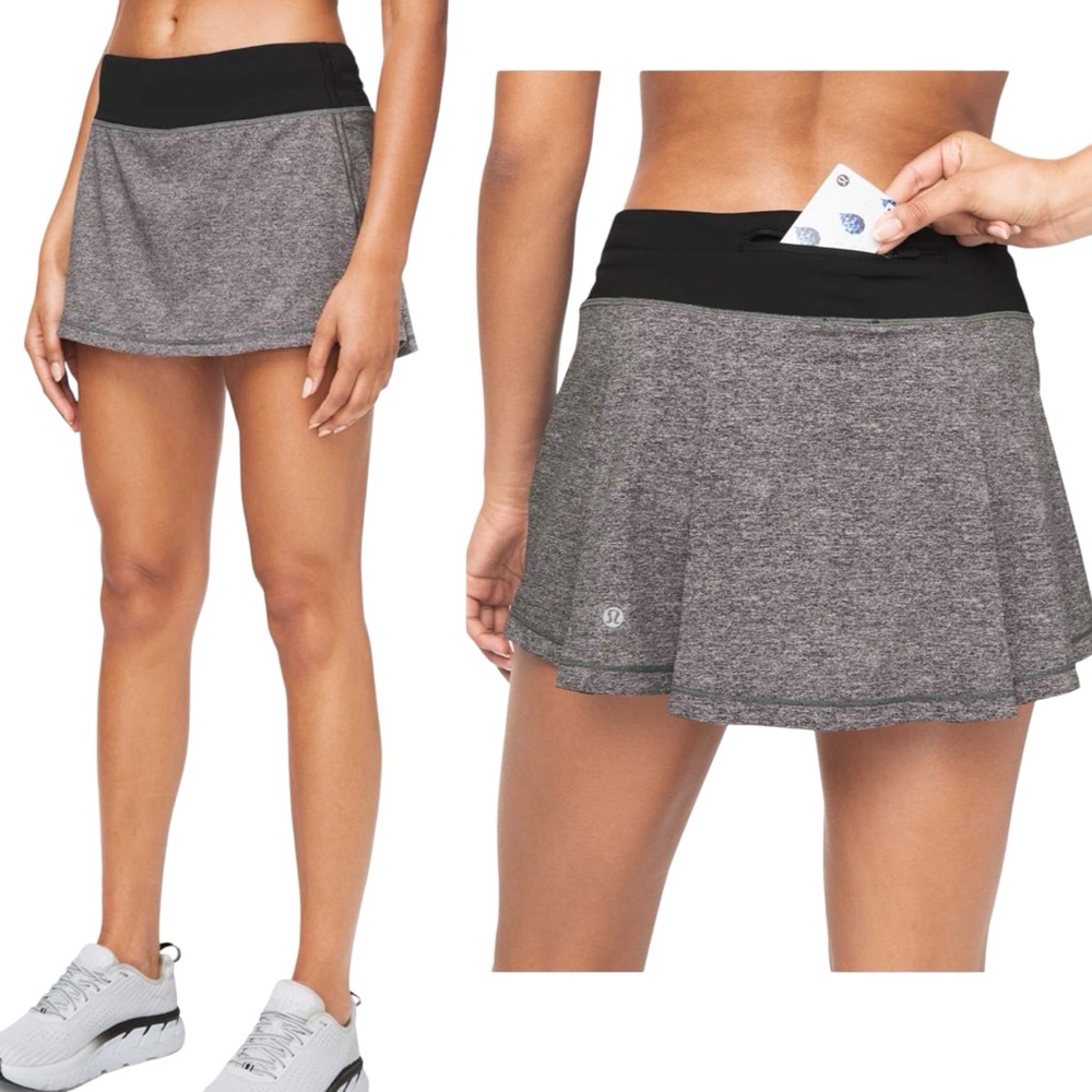 Lululemon Pace Rival Skirt 13" Sz 8
Heather Black Tennis Golf Athletic Pockets